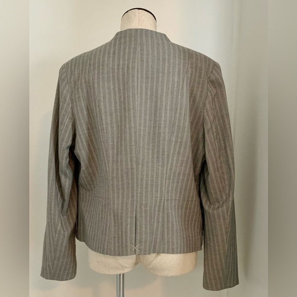 WORTHINGTON Neutral Pinstripe Blazer Career Office Grey Brown NWT Sz 12 - Picture 2 of 15